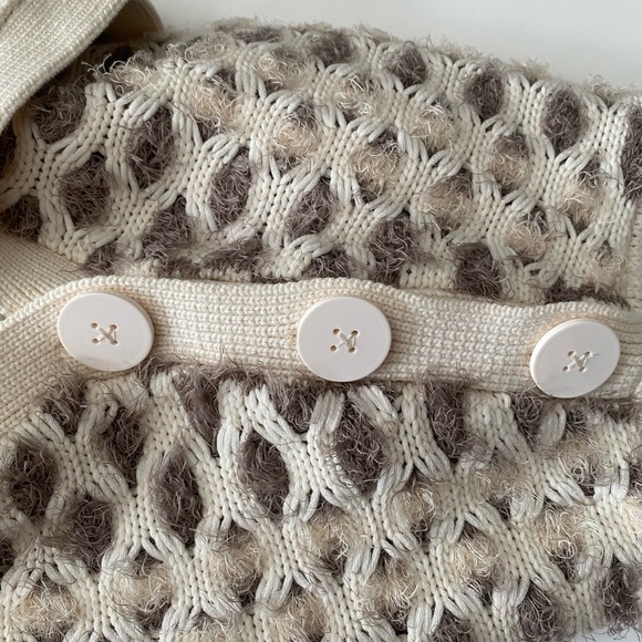 STEFANEL Winter Sweater Women, Light Color cream , white size M Honeycomb design - Picture 6 of 16